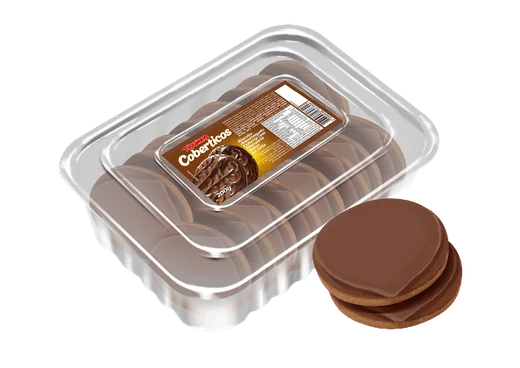 Biscoito amanteigado coberto com chocolate sabor ao leite