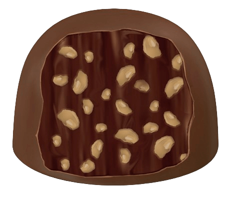 Bombom de Chocolate Meio Amargo
com Recheio de Castanha-do-Pará